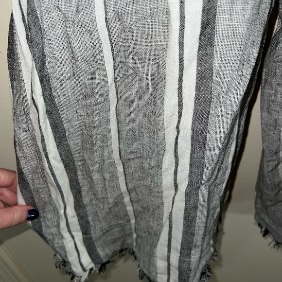 Cloth & Stone for Anthropologie Gray White Linen Stripe Jumpsuit size XS - Picture 3 of 4